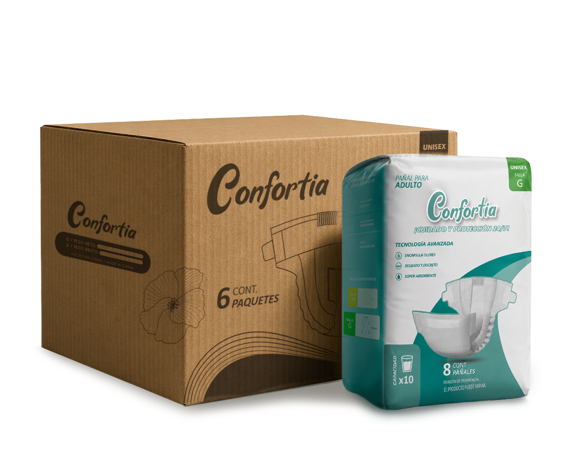 Pañales para adulto Confortia Máxima absorción 6 paquetes de 8 piezas
