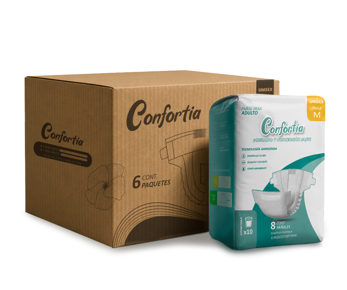 Pañales para adulto Confortia Máxima absorción 6 paquetes de 8 piezas