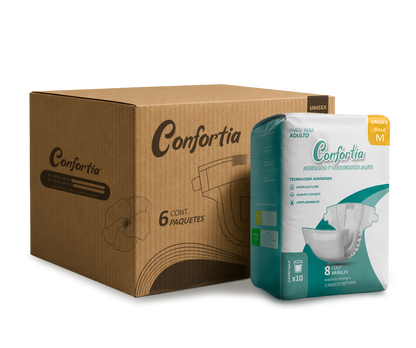Pañales para adulto Confortia Máxima absorción 6 paquetes de 8 piezas