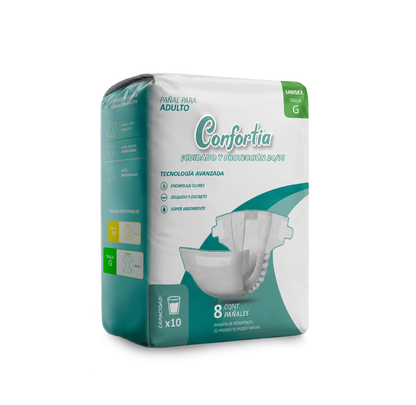 Pañales para adulto Confortia Máxima absorción 6 paquetes de 8 piezas